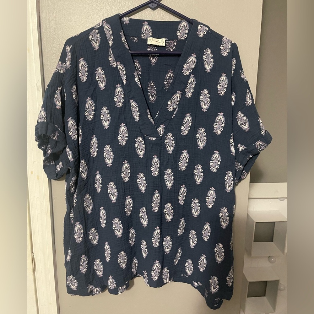 Wonderly Navy and White Blouse